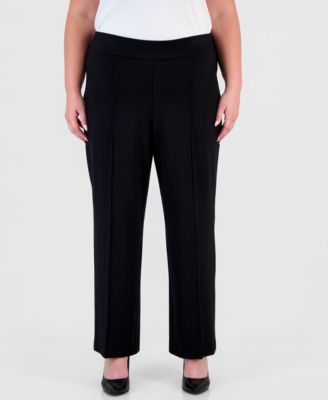 Plus Size Pull On Pintuck Trouser Serenity Knit Wide-Leg Pants