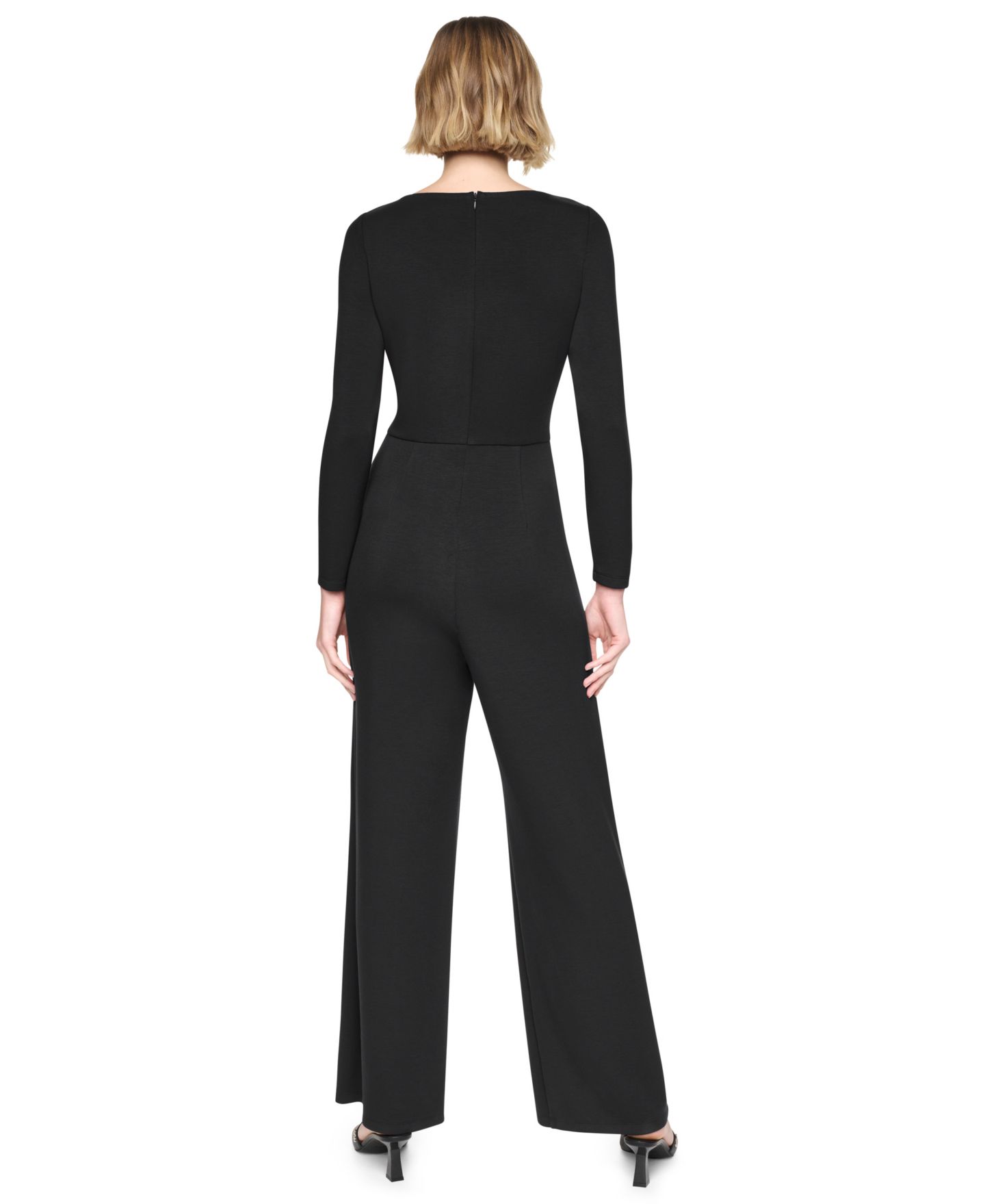 Женский комбинезон DKNY Boat-Neck Long-Sleeve Side-Ruched Jumpsuit, цвет: Чёрный — фото 5
