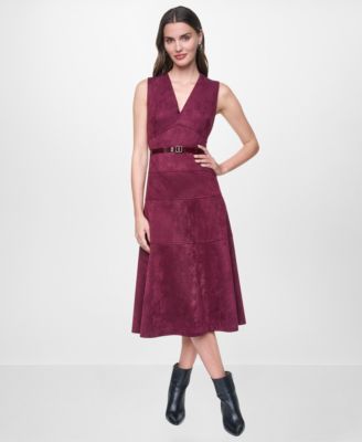 Women's A-Line V-Neck Sleeveless Midi Dress