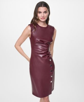 dkny burgundy dress Women's Slvlss Jwlnck Ruched Cocktail - Women's Colourful South Beach this DKNY midi dress Color:PEPPERMINT Black Outfit