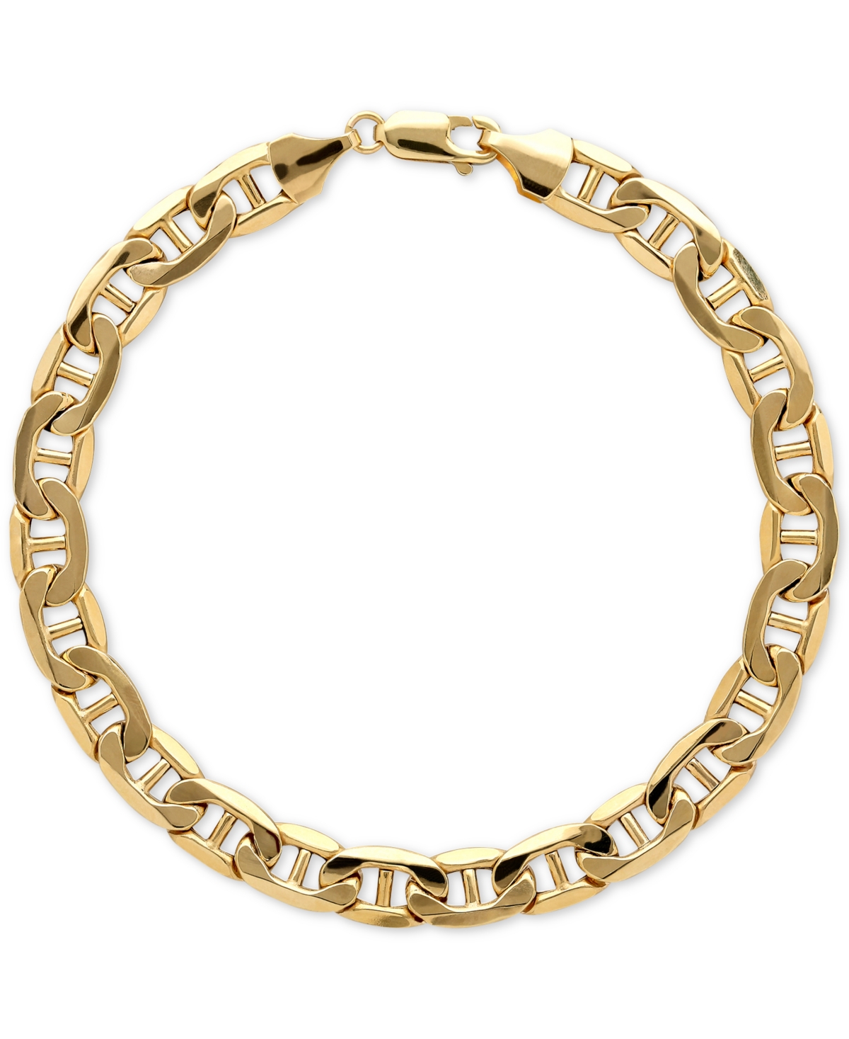 Men's Beveled Marine Link Bracelet in 10k Gold - Yellow Gold
