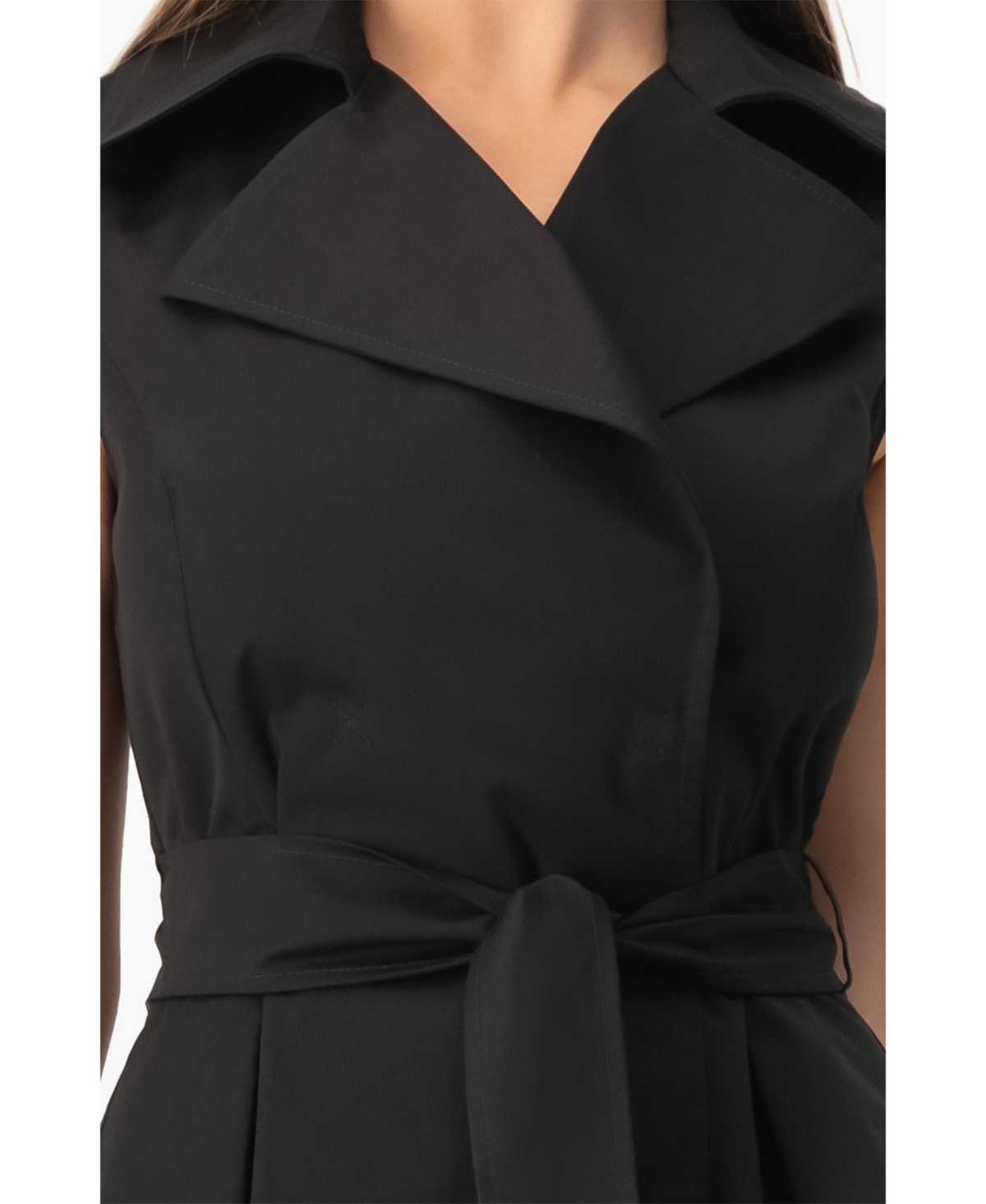 Ivonne Women's Belted Sleeveless Trench-Style A-Line Mini Dress