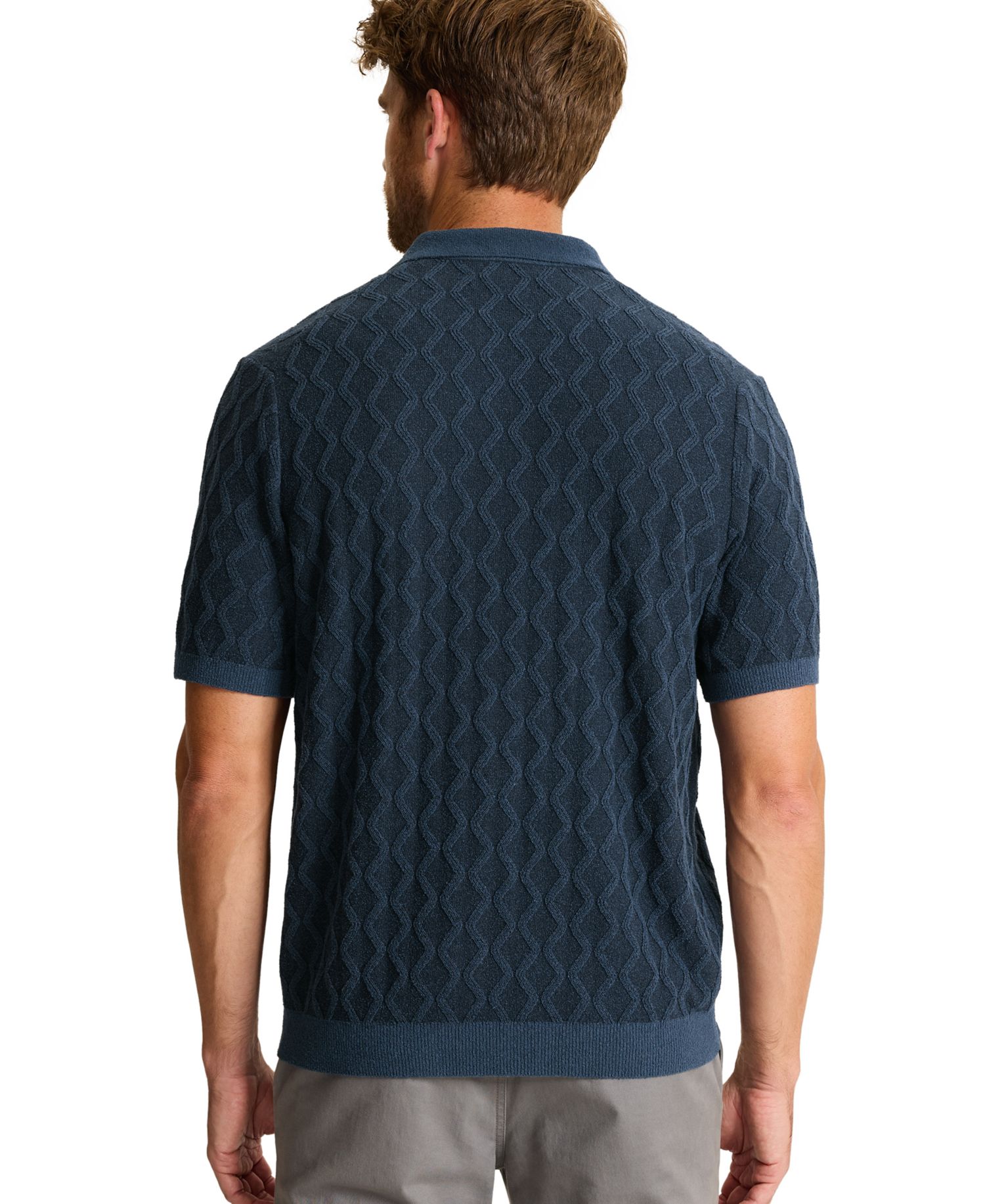 Men's Textured Johnny Collar Polo Shirt