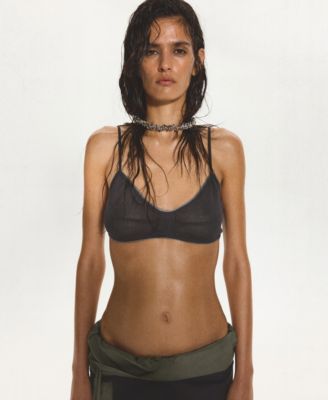 Women's Sheer Crop V-Neck Top