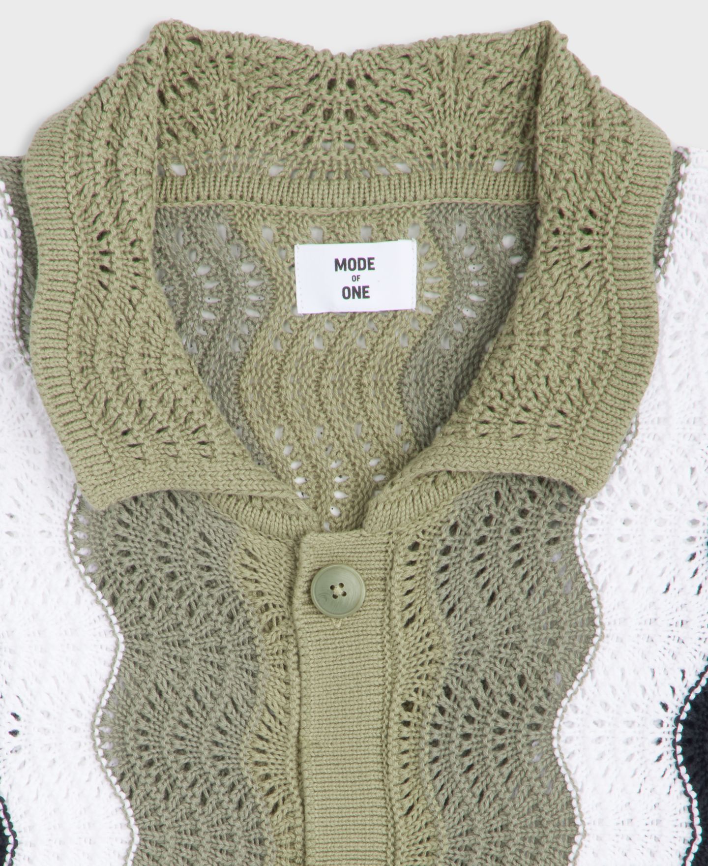 Мужской свитер Mode of One Lightweight Open-Knit Wave Polo Sweater, цвет: Wild Ivy — фото 6