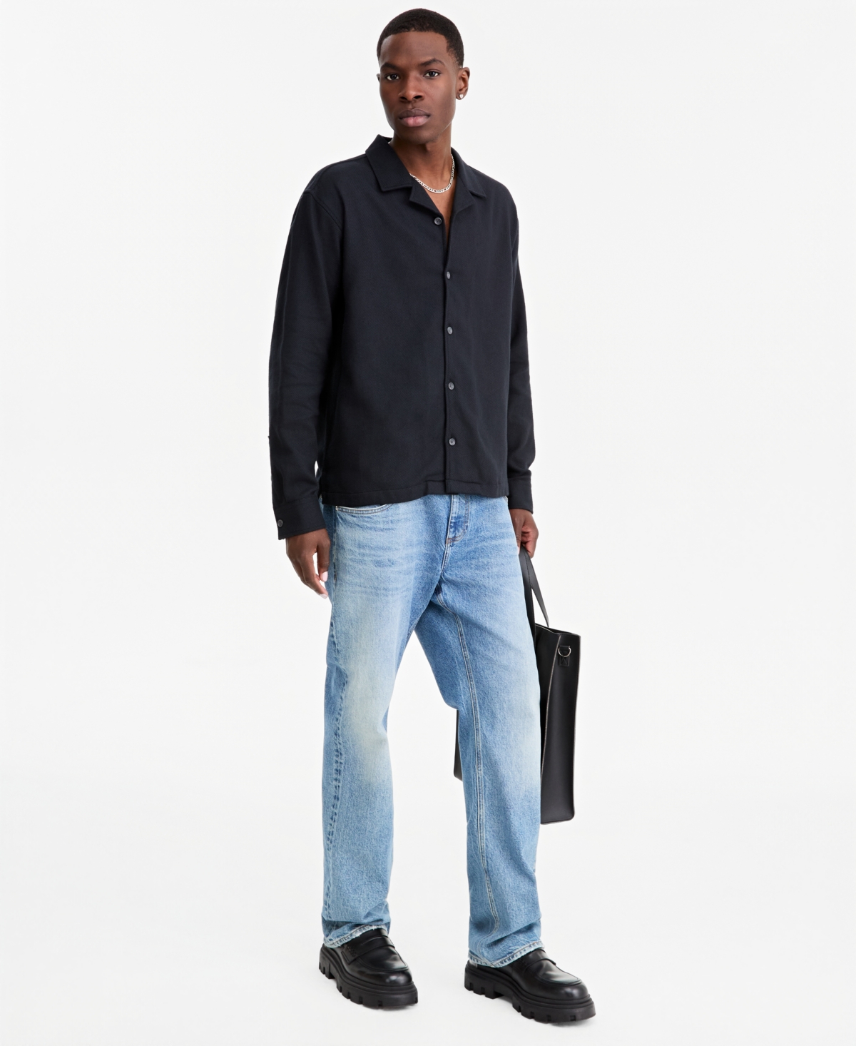 Mode of One Men's Boxy Camp-Collar Long-Sleeve Flannel Shirt, Macy's Exclusive