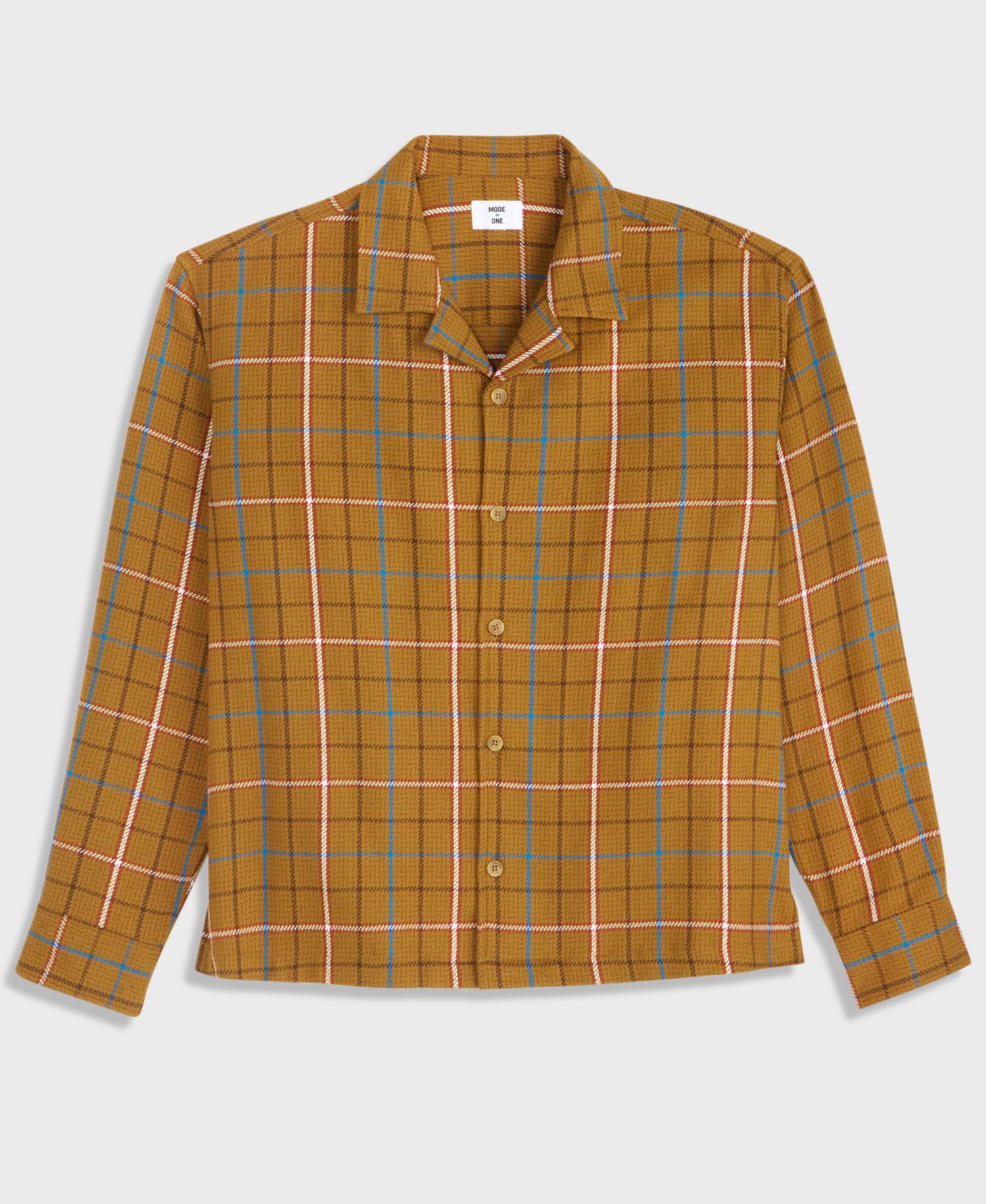 Men's Camp-Collar Plaid Shirt