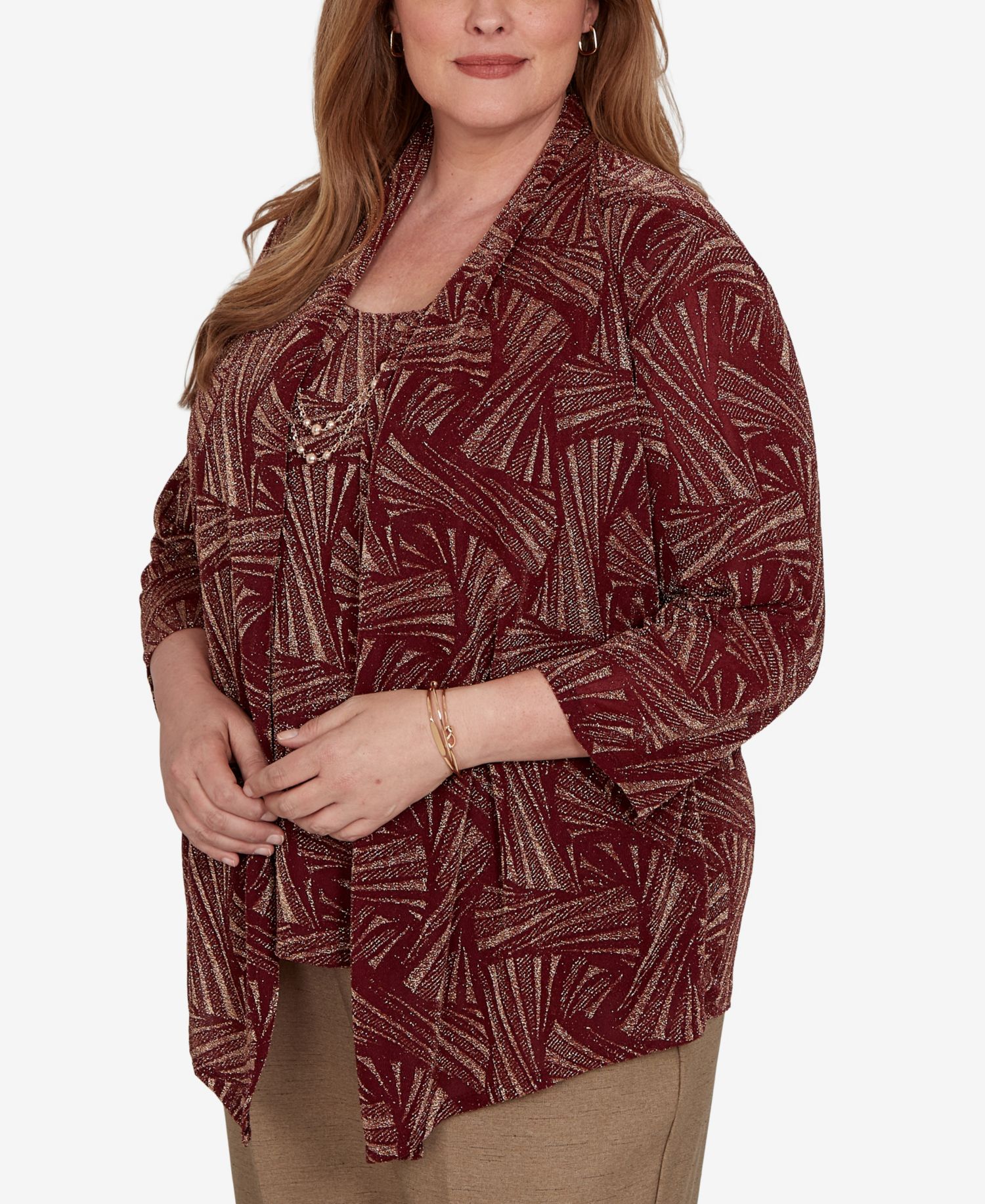 Plus Size Union Square Shimmer Abstract Two-in-One Top