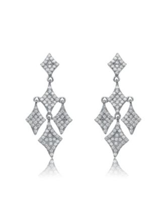 Sparkling White Gold Plated CZ Pave Chandelier Dangle Earrings