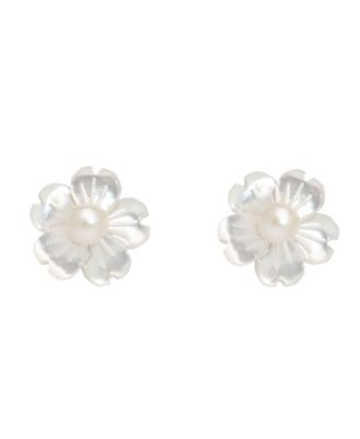 Imitation Pearl Stud Earrings Sterling Silver 