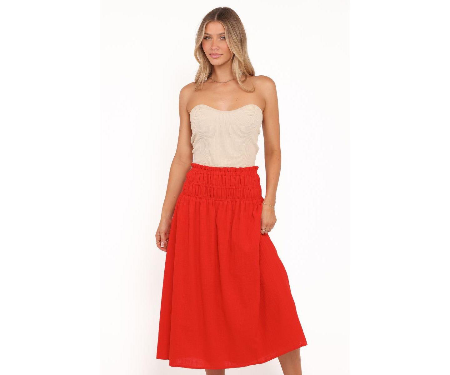 Женская юбка Petal and Pup High-Waisted A-Line Mattea Maxi, цвет: Красный — фото 4