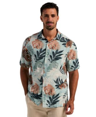 Men's Tropical Print Button-Down Shirt