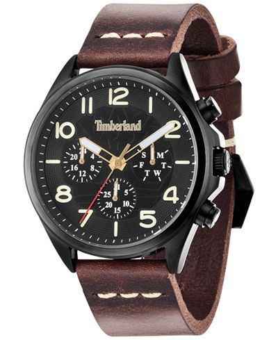 Timberland Men's Blake Brown Leather Strap Watch 46x54mm TBL14844JSB02