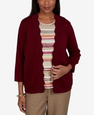 Petite Union Square Two-in-One Scalloped Striped Sweater
