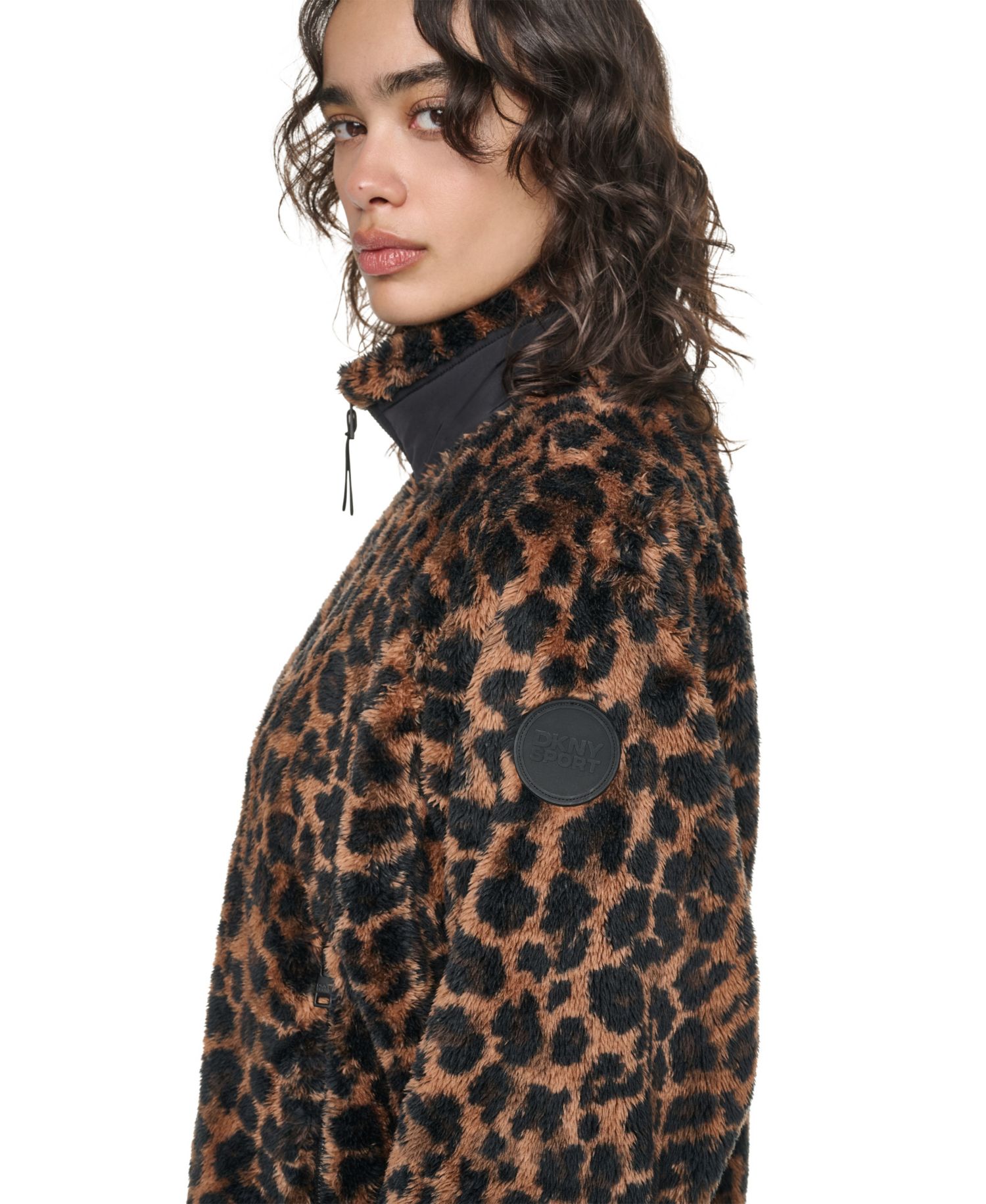 Women's Printed Sherpa Fleece Mock Neck Jacket