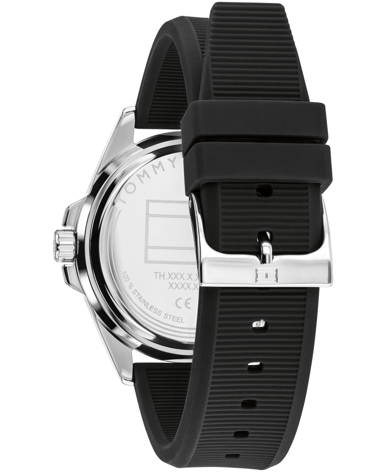 Men's Quartz Black Silicone Strap Watch 42mm