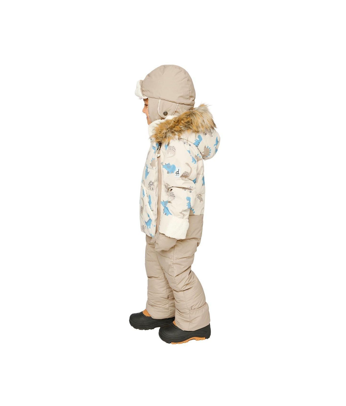 Комбинезон Deux par Deux (1M to 24 M) Snug One Piece Snowsuit Adapted for Car Seats Dinosaur Print для мальчиков-малышей, цвет: Синий с принтом — фото 3