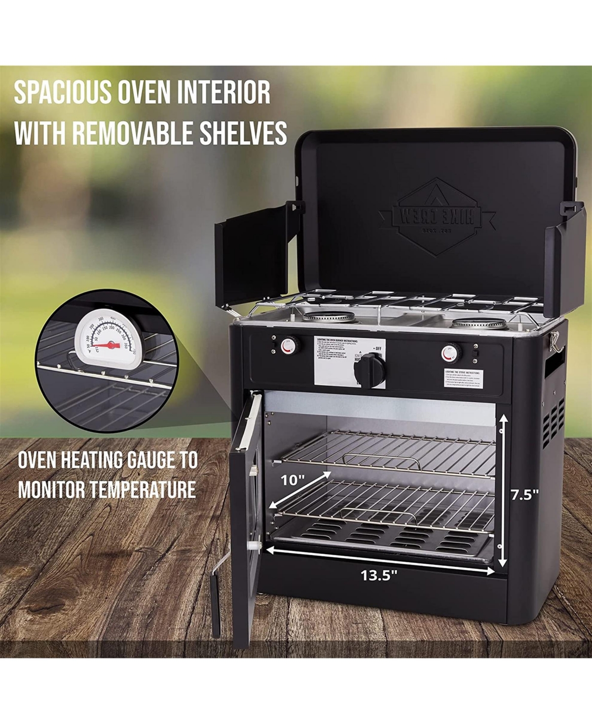 Hike Crew Gas Camping Oven, Csa Approved 2-Burner Stove & Camp Oven with Bag, Igniter