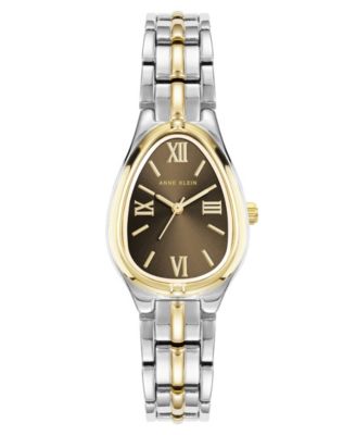 Women's Quartz Tear Drop Brown Two-Tone Alloy Metal Bracelet Watch 30 x 25mm