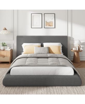 Full Size Upholstered Cloud Platform Bed Frame with Plush Headboard,  No Box Spring Needed