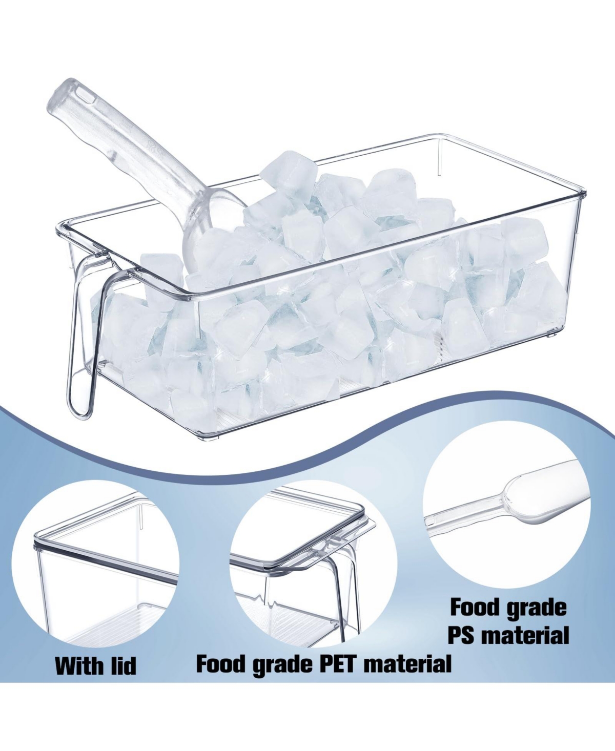 Piscifun Lidded Plastic Ice Storage Bin With Scoop Stackable Multi Purpose Food Container