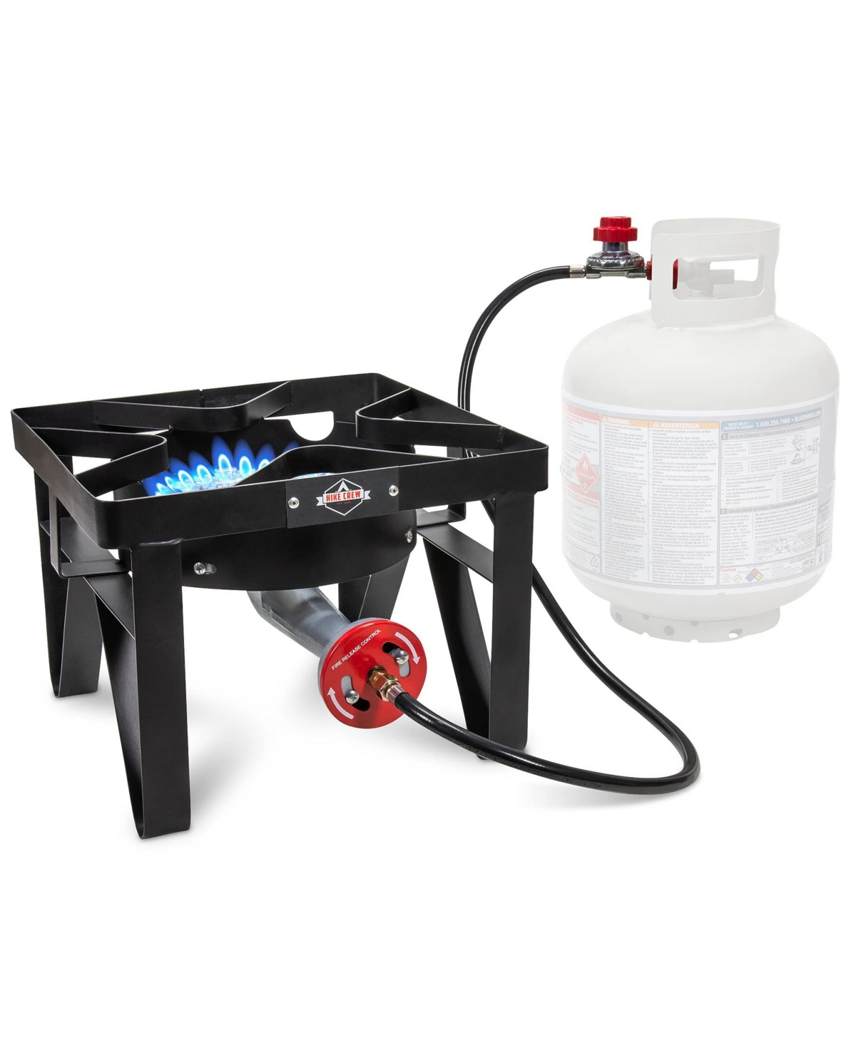 Hike Crew 220,000 Btu Single Burner Portable Gas Stove with Flame Air Control and Adjustable Hose