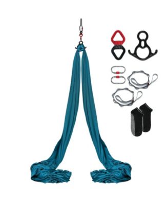 Aerial Silk Yoga Swing Kit, 8.7 Yards, Nylon Hammock with Rigging Hardware, Green
