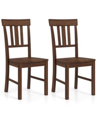 Dining Chairs Set of 2 Rubber Wood Chairs With High Slat Backrests for Dining Room