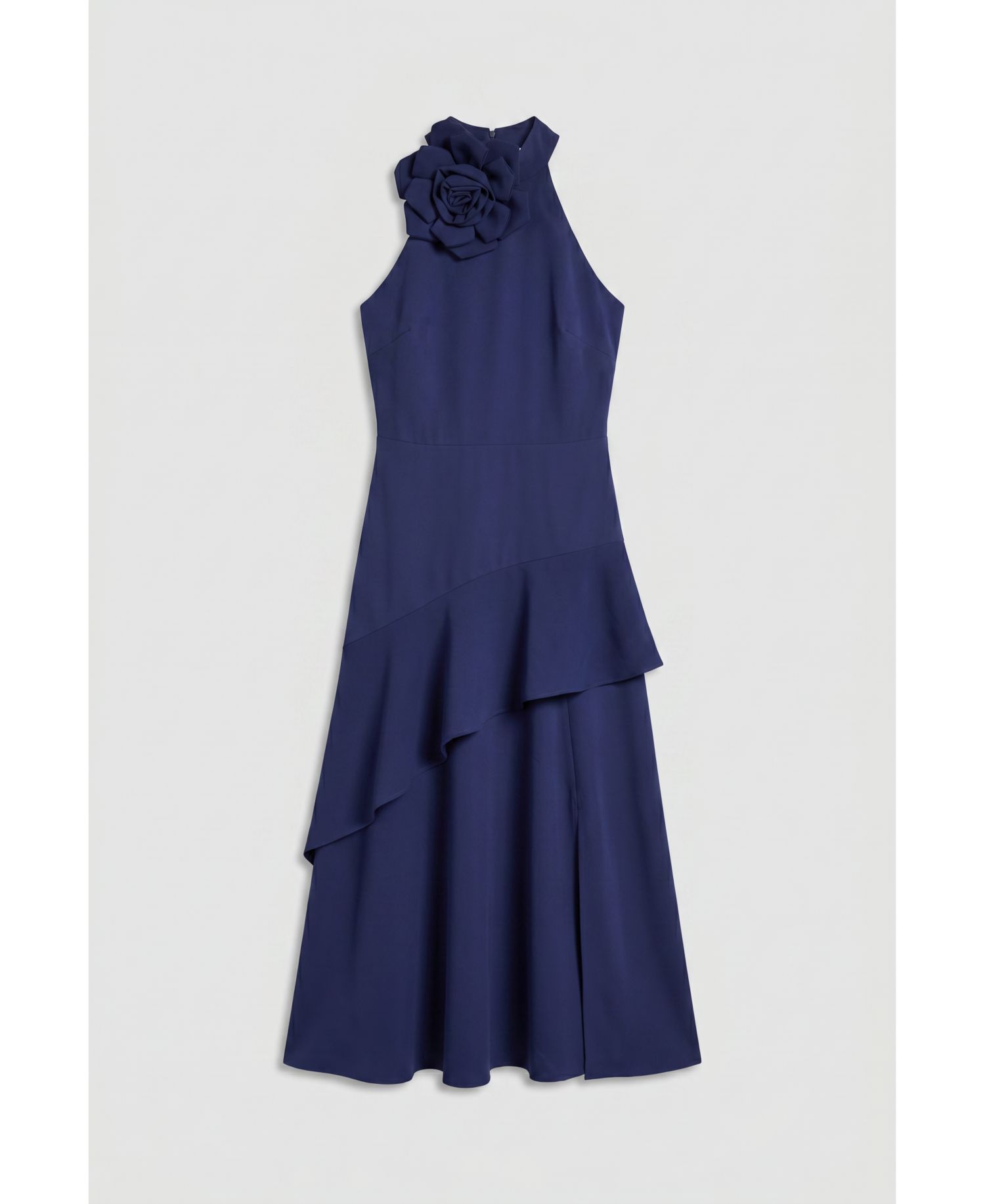 Women's Corsage High Neck Midi Dress