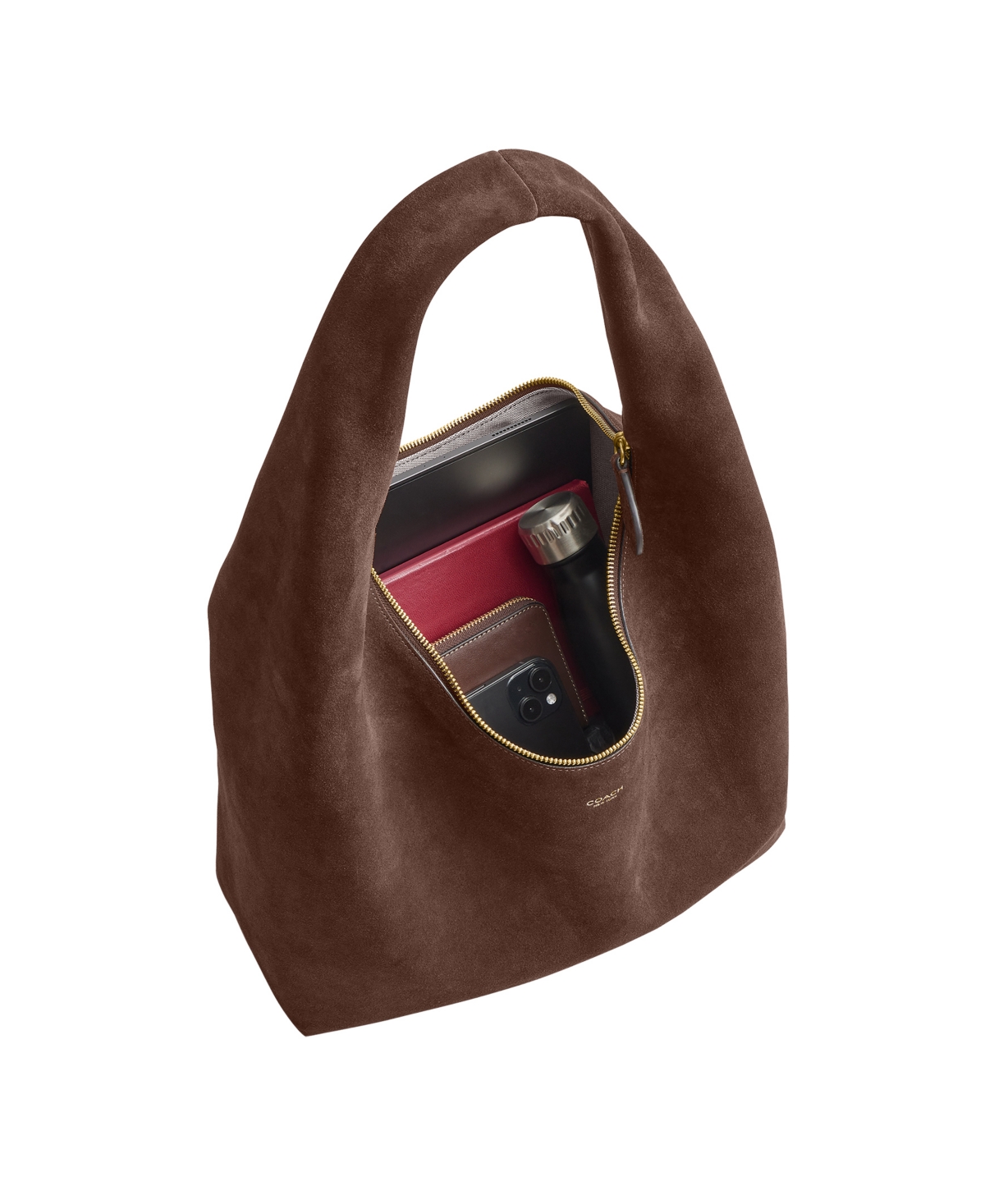 Coach Brooklyn Suede Zipper Medium Shoulder Handbag