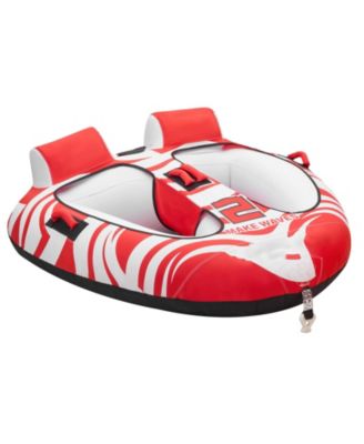 2-Rider Inflatable Towable Tube for Boating, Water Sports Tube with 2 Cockpits, 340 lbs Capacity