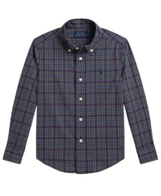 Boys' 2T-7 Plaid Cotton Poplin Shirt