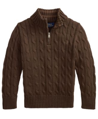 Boys 2-7 Cable-Knit Cotton Quarter-Zip Sweater