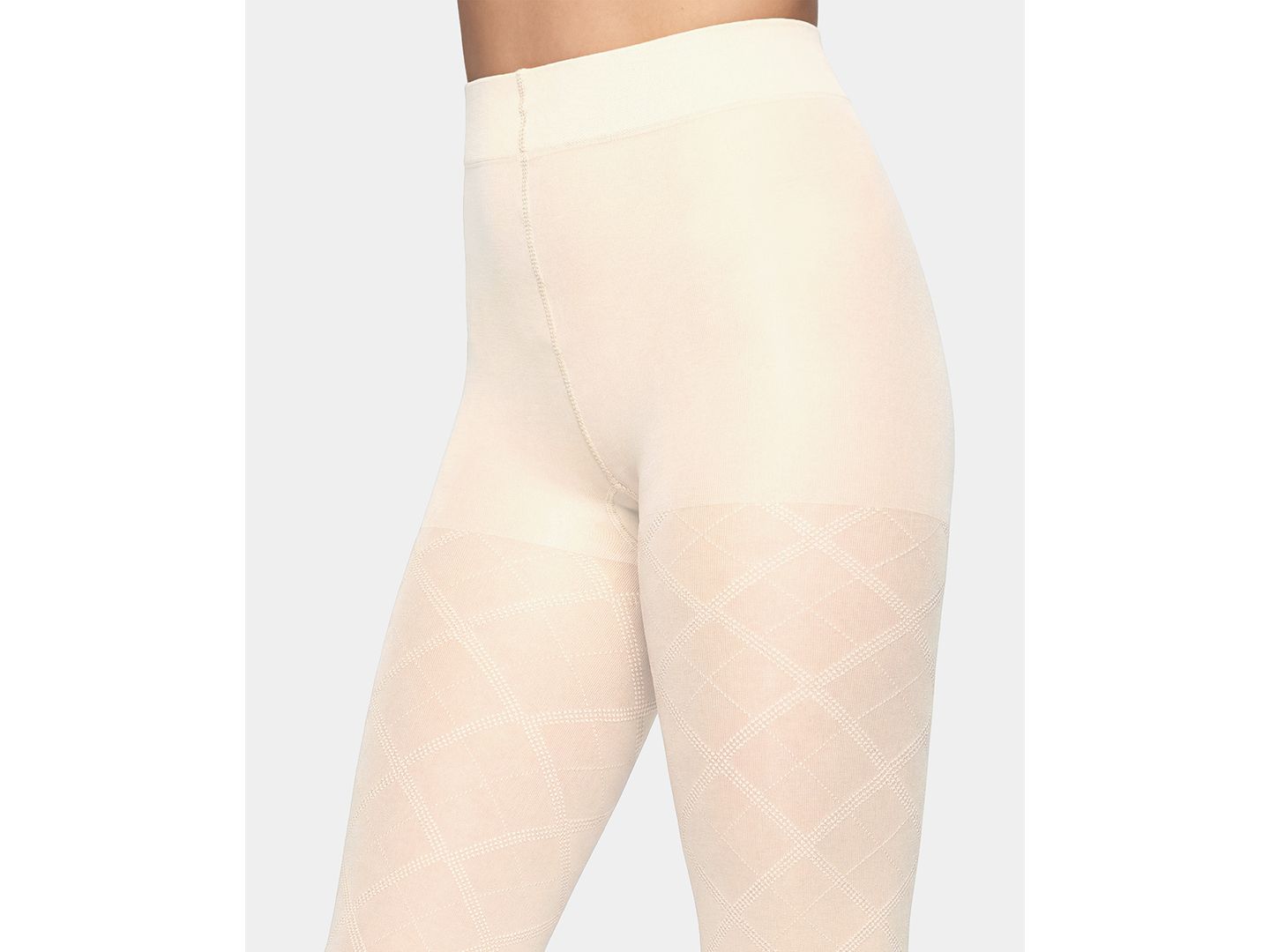Женские колготки Hue Textured Diamond Sheer Lightweight Tights, цвет: Слоновая кость — фото 2
