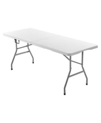 6 feet Fold-in-Half Utility Table with Carry Handle, Heavy Duty Plastic Folding Table, 330 lb Capacity