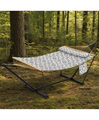 2 Person Hammock with Adjustable Steel Frame – Portable Outdoor Hammock Supports 450 LBS for Patio, Garden, Backyard or Beach