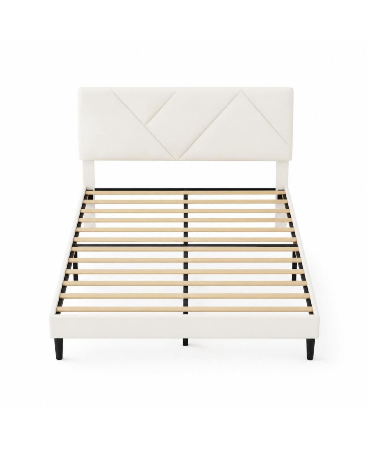 homfan Queen Upholstered Bed Frame with Diamond-Quilted Headboard and Wood Slats, No Box Spring and Noise-Free