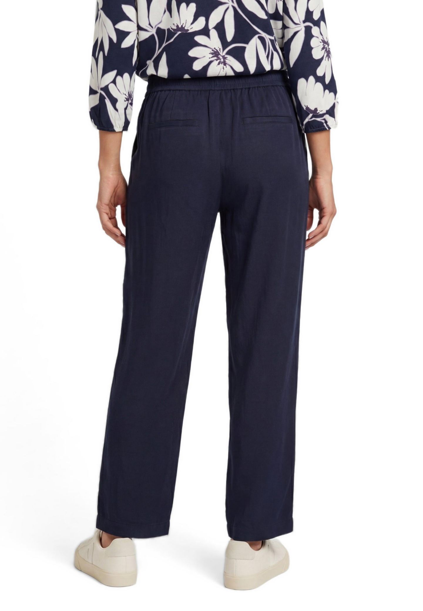 Женские брюки Olsen Wide-Leg Twill Mid-Rise, цвет: Тёмный тёмно-синий — фото 2