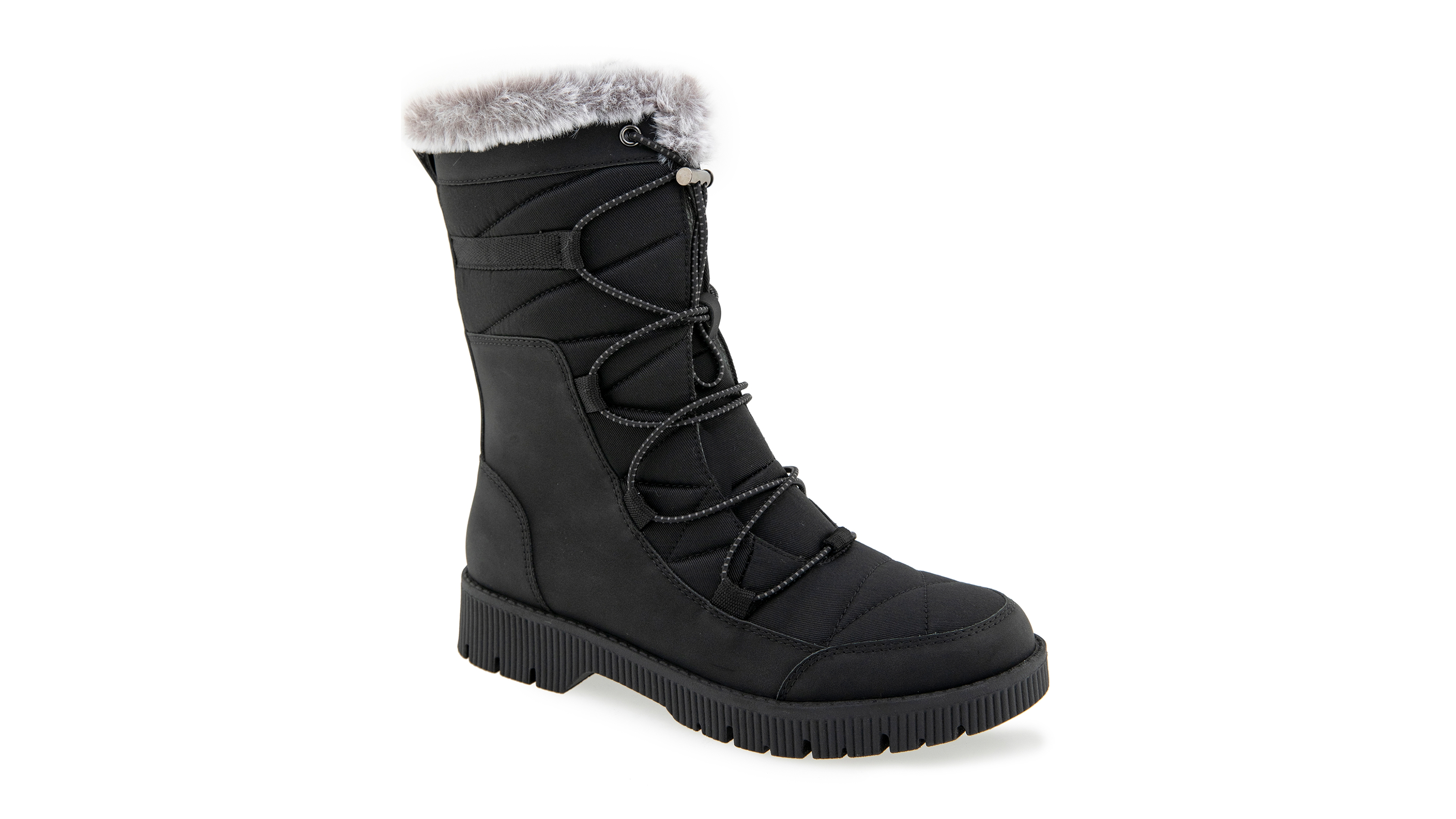 Jbu Women's Alta Quilted Faux Fur Trim Casual Boots