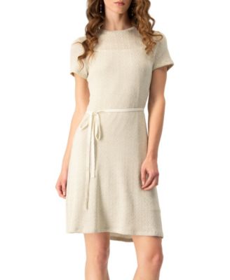 Women's Short Sleeve Textured Knit A-Line Dress