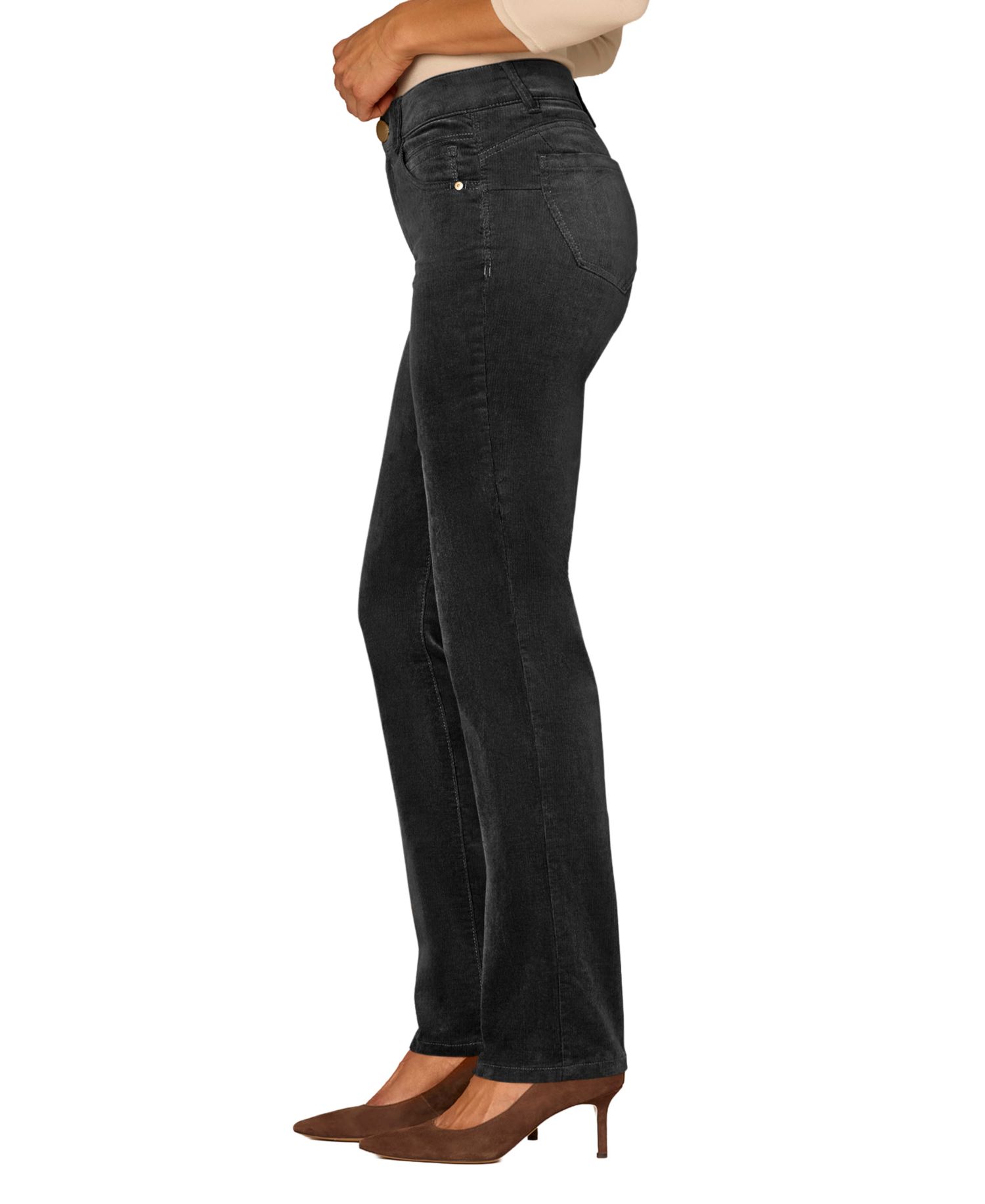 Petite "Ab"solution Mid-Rise Corduroy Straight-Leg Jeans