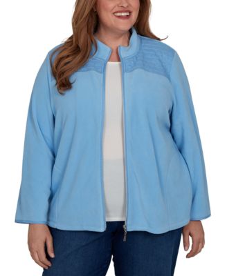 Plus Size Quilted Zip-Front Knit Jacket