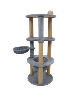 47 Inch Cat Tower with Cozy Cat Nest Top Perch and Jute Scratching Posts