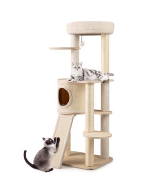 56 Inch Cat Tree with Padded Condo Cushioned Perch and Sisal Scratching Posts