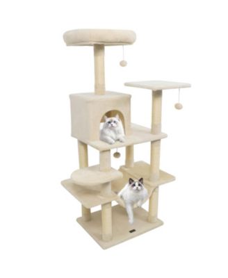 58 Inch Multi-Level Cat Tree with Padded Top Perch Condo Hammock and Sisal Posts