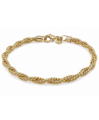 Silver, Gold Plated Brass Twisted Chain Bracelet