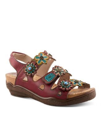 Women's Spring Step Bethie Leather Wedge with Hand-Painted Vamp