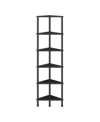Industrial Corner Bookshelf 6-Tier Metal Display Shelf for Books, Plants & Home Decor