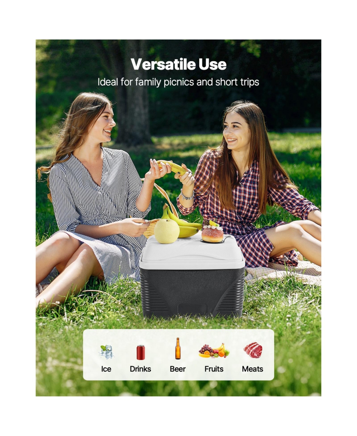 Sevorley Portable Hard Cooler, 8.5 qt, Holds 12 Cans, Insulated Ice Chest for Picnics