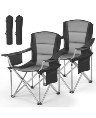 Oversized Camping Chairs Set of 2 with Cooler Bag, Cup Holder and Side Pocket, 450 lb Capacity